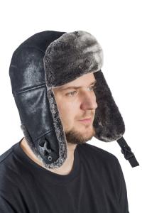 Шапка ушанка Авиатор / кож.зам / черный (м)