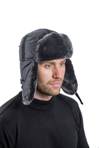 Шапка ушанка с мех.опушкой / курточная ткань / серый (м)