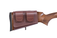 Патронташ на приклад с чехлом под зап.магазин 3-5п кал.22WMR,22LR / кожа / коричневый