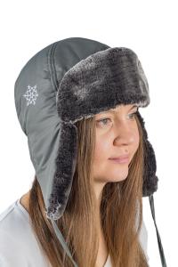 Шапка женская Снежинка / курточная ткань / серый (м)