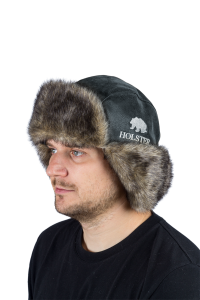 Шапка ушанка Хольстер / кож.зам./ черный (м)
