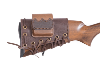 Патронташ на приклад Царская охота с чехлом под зап.магазин 3-5п кал.REM223 и аналоги до 60мм / кожа Патронташ на приклад Царская охота с чехлом под зап.магазин 3-5п кал.REM223 и аналоги до 60мм / кожа