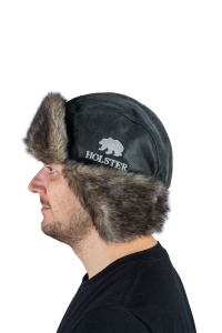 Шапка ушанка Хольстер / кож.зам./ черный (м)