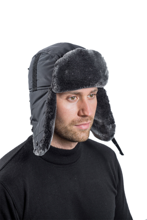 Шапка ушанка с мех.опушкой / курточная ткань / серый (м)