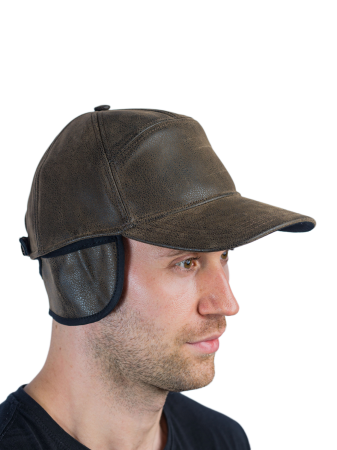 Бейсболка утепленная Город / кож.зам / коричневый (м)