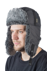 Шапка ушанка с мех.опушкой / курточная ткань / черный (м)