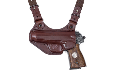 Кобура наплечная горизонтального ношения мод.ТМ Glock-19 / кожа / коричневый