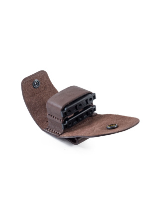 Подсумок под 2 карт.СО ПУ-3 (метал/пластик) / кожа / коричневый