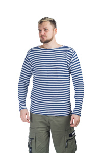 Тельняшка морская двойной вязки х/б (синий)