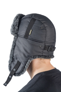 Шапка ушанка с мех.опушкой / курточная ткань / черный (м)