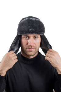 Шапка ушанка с мех.опушкой / курточная ткань / серый (м)