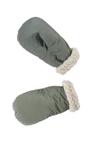 Рукавицы утепленные шерстяным мехом / таслан / хаки