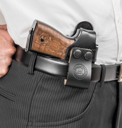 Кобура поясная мод. G CZ75B закрытая летняя / кожа / черный