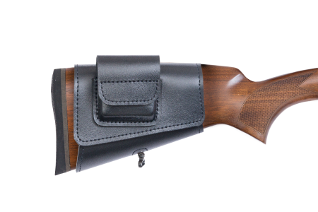 Патронташ на приклад с чехлом под зап.маг.3-5п кал.REM223 и аналоги до 60мм / кожа / черный (м)