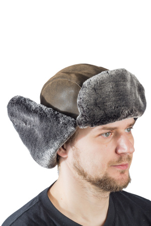 Шапка ушанка Авиатор / кож.зам / коричневый (м)