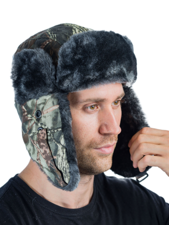 Шапка ушанка утепленная Ангара / смесовая ткань / лес 2010 (м)