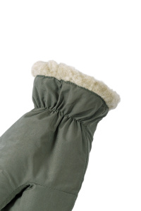 Рукавицы утепленные шерстяным мехом / таслан / хаки