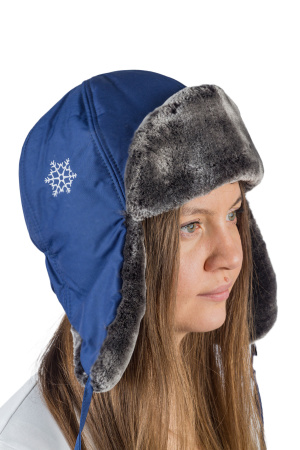 Шапка женская Снежинка / курточная ткань / синий (м)