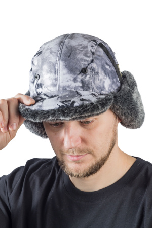 Шапка ушанка с мех.опушкой / алова / снегири (м)