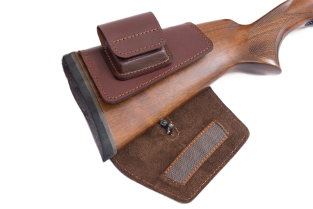 Патронташ на приклад с чехлом под зап.маг.3-5п кал.REM223 и аналоги до 60мм /кожа /коричневый(м)