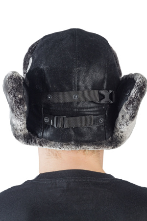 Шапка ушанка Авиатор / кож.зам / черный (м)