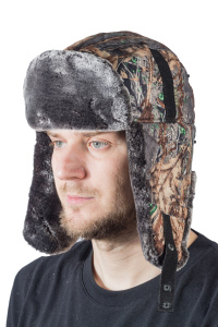 Шапка ушанка с мех.опушкой / алова / тростник (м)