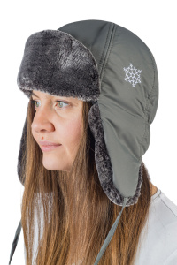 Шапка женская Снежинка / курточная ткань / серый (м)