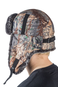 Шапка ушанка с мех.опушкой / алова / тростник (м)