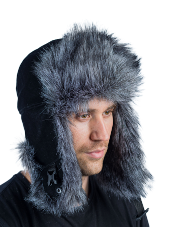 Шапка ушанка Хольстер / кож.зам./ черный (м)