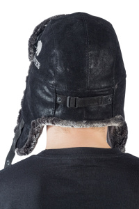 Шапка ушанка Авиатор / кож.зам / черный (м)