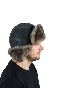 Шапка ушанка Хольстер / кож.зам./ черный (м)