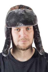 Шапка ушанка с мех.опушкой / алова / тростник (м)