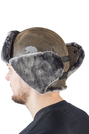 Шапка ушанка Авиатор / кож.зам / коричневый (м)