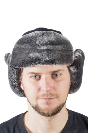 Шапка ушанка Авиатор / кож.зам / черный (м)