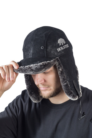 Шапка ушанка Авиатор / кож.зам / черный (м)