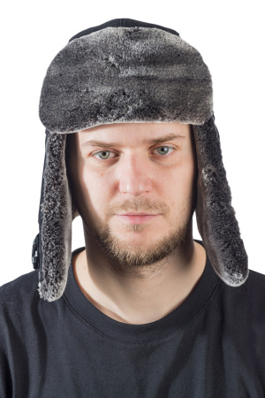 Шапка ушанка Авиатор / кож.зам / черный (м)