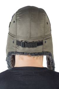 Шапка ушанка с мех.опушкой / курточная ткань / олива (м)