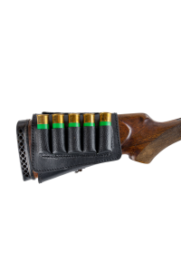 Патронташ на приклад / кожа / черный (м)