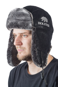 Шапка ушанка Авиатор / кож.зам / черный (м)