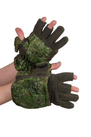 Перчатки охотника-рыбака утепленные / флис / зеленый (м)