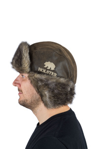 Шапка ушанка Хольстер / кож.зам. / коричневый (м)