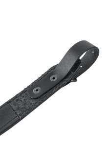 Ремень погонный с противоскользящей накладкой / кожа / черный (м)