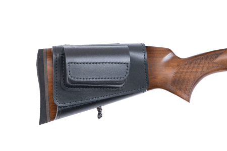 Патронташ на приклад с чехлом под зап.маг. 2,3,4п кал.WIN308 и аналоги до 80мм / кожа / черный (м)