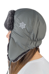 Шапка женская Снежинка / курточная ткань / серый (м)