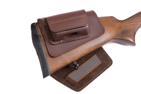 Патронташ на приклад с чехлом под зап.маг. 2,3,4п кал.WIN308 и аналоги до 80мм /кожа /коричневый (м)