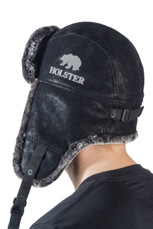 Шапка ушанка Авиатор / кож.зам / черный (м)