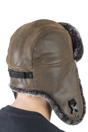 Шапка ушанка Авиатор / кож.зам / коричневый (м)