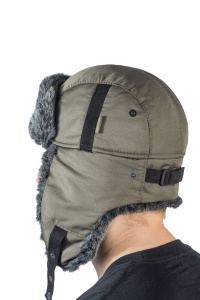 Шапка ушанка с мех.опушкой / курточная ткань / олива (м)