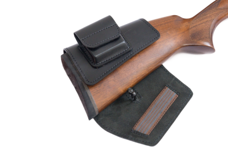 Патронташ на приклад с чехлом под зап.маг.3-5п кал.REM223 и аналоги до 60мм / кожа / черный (м)