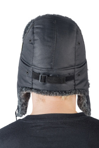 Шапка ушанка с мех.опушкой / курточная ткань / черный (м)